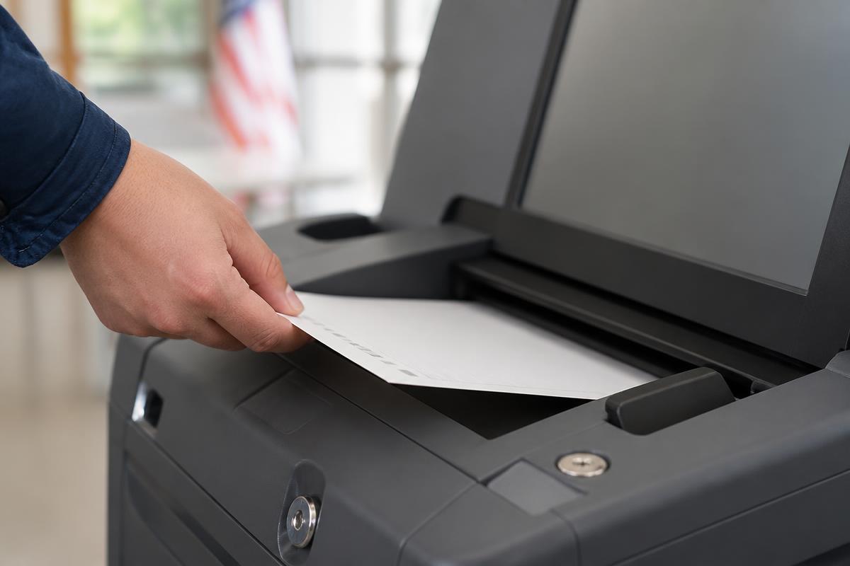 Election workers verifying remaining primary ballots at a county tabulation center